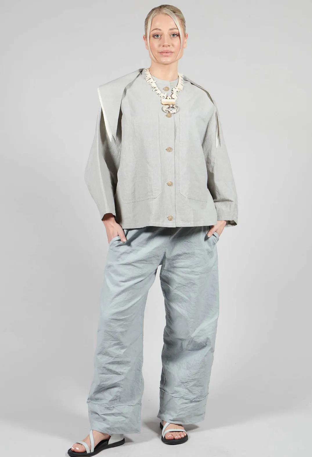 SOH Jackets^Sailor Collar Jacket in Light Grey