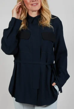Beatrice B Shirts & Blouses^Satin B Shirt in Navy