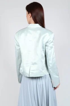 Malloni Jackets^Satin Jacket in Blue Baby