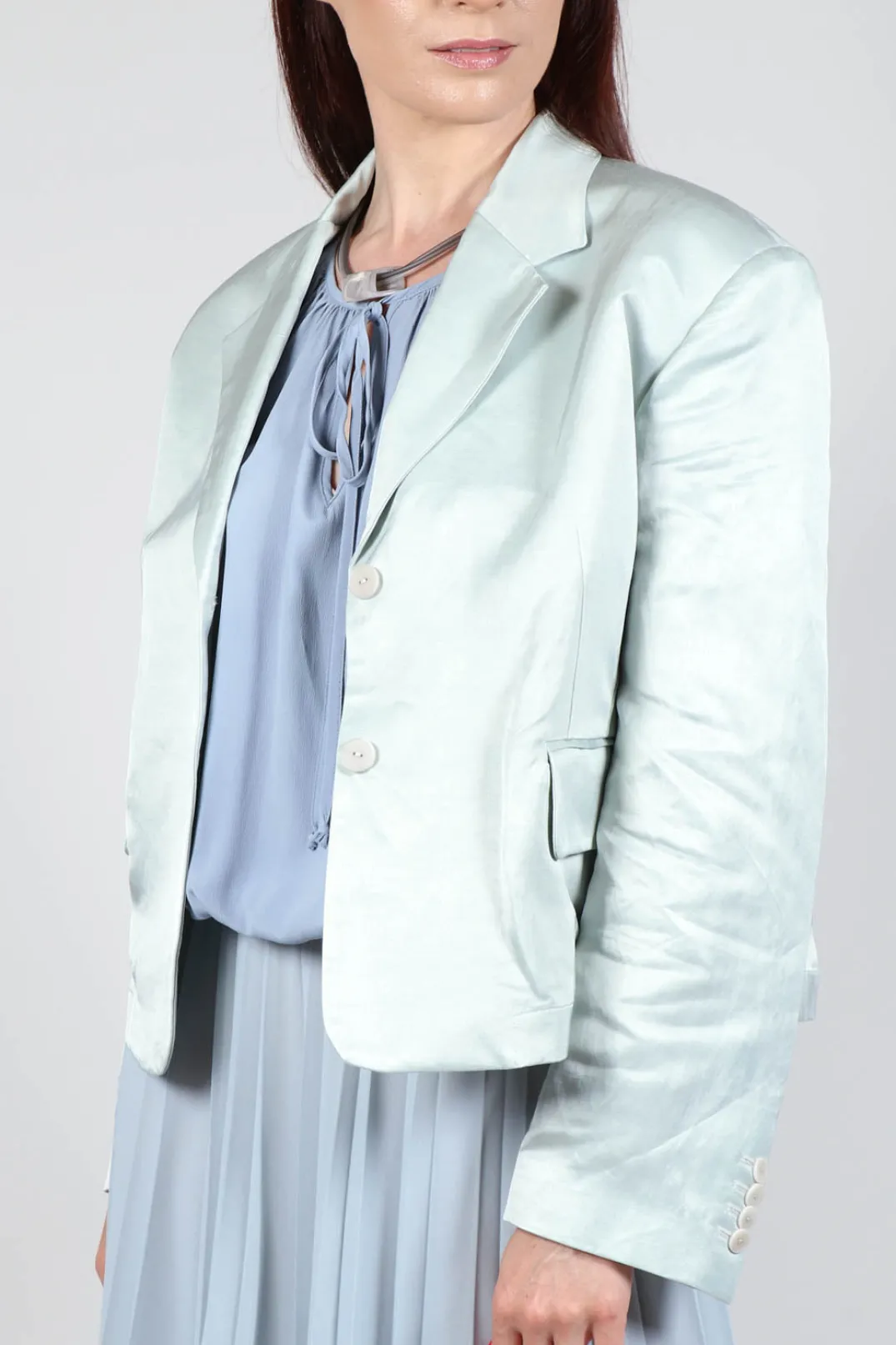 Malloni Jackets^Satin Jacket in Blue Baby
