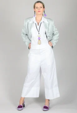 Malloni Jackets^Satin Jacket in Blue Baby