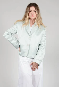 Malloni Jackets^Satin Jacket in Blue Baby