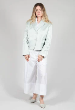 Malloni Jackets^Satin Jacket in Blue Baby