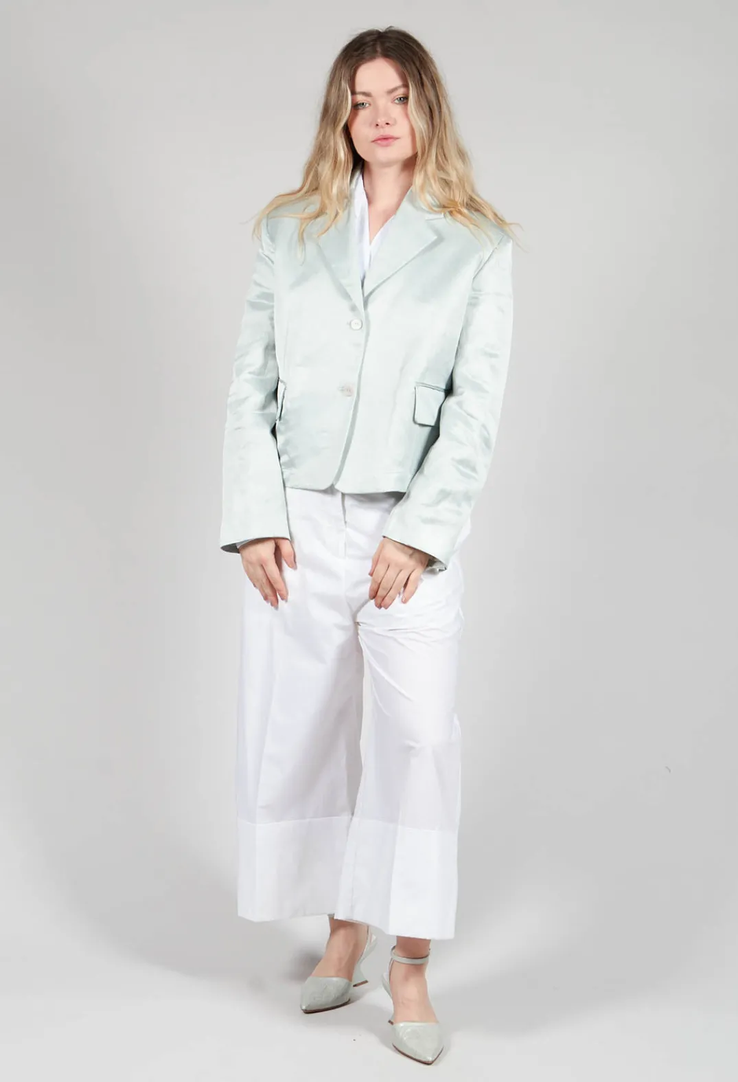 Malloni Jackets^Satin Jacket in Blue Baby