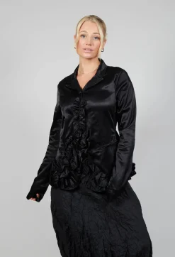 Rundholz Black Label Jackets^Satin Jacket with Ruffle Detail in Black