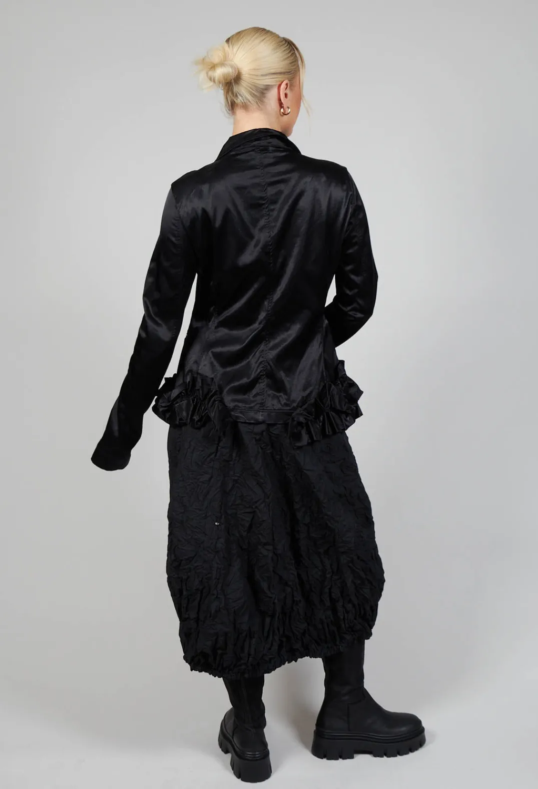Rundholz Black Label Jackets^Satin Jacket with Ruffle Detail in Black