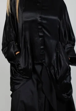 Bize Shirts & Blouses^Satin Shirt in Black