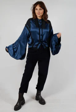 Umit Unal Shirts & Blouses^Satin Silk Blouse in Dark Navy