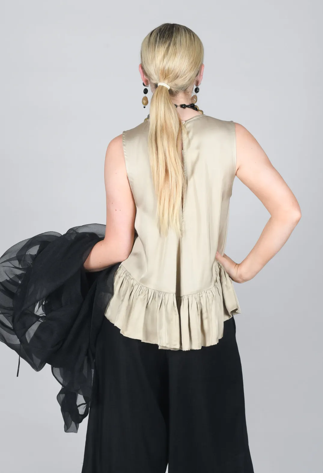 Les Filles d'Ailleurs Tops^Satin Vest Top in Gold