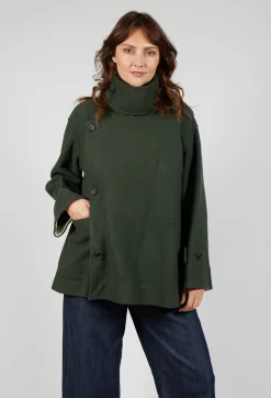 SOH Coats^Scarf Collar Coat in Military