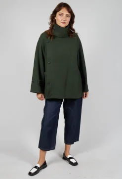 SOH Coats^Scarf Collar Coat in Military
