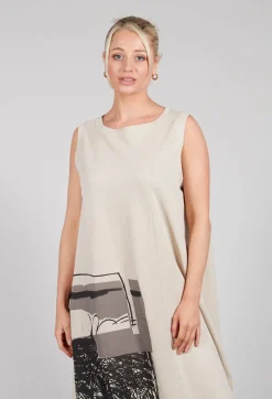 Moyuru Dresses^Scrible Detail Dress in Beige