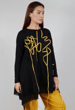 Bread and Butter Tops^Scrible Print Tunic in Yellow and Black