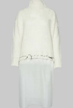Un-namable Jumpers^Seamed Sweater with Gauze in Cream