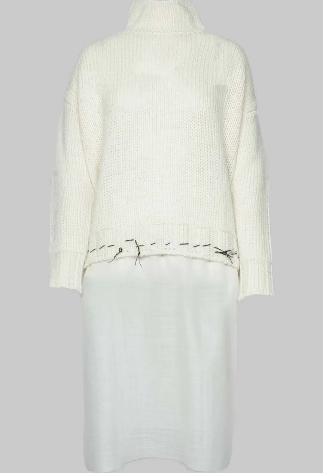 Un-namable Jumpers^Seamed Sweater with Gauze in Cream