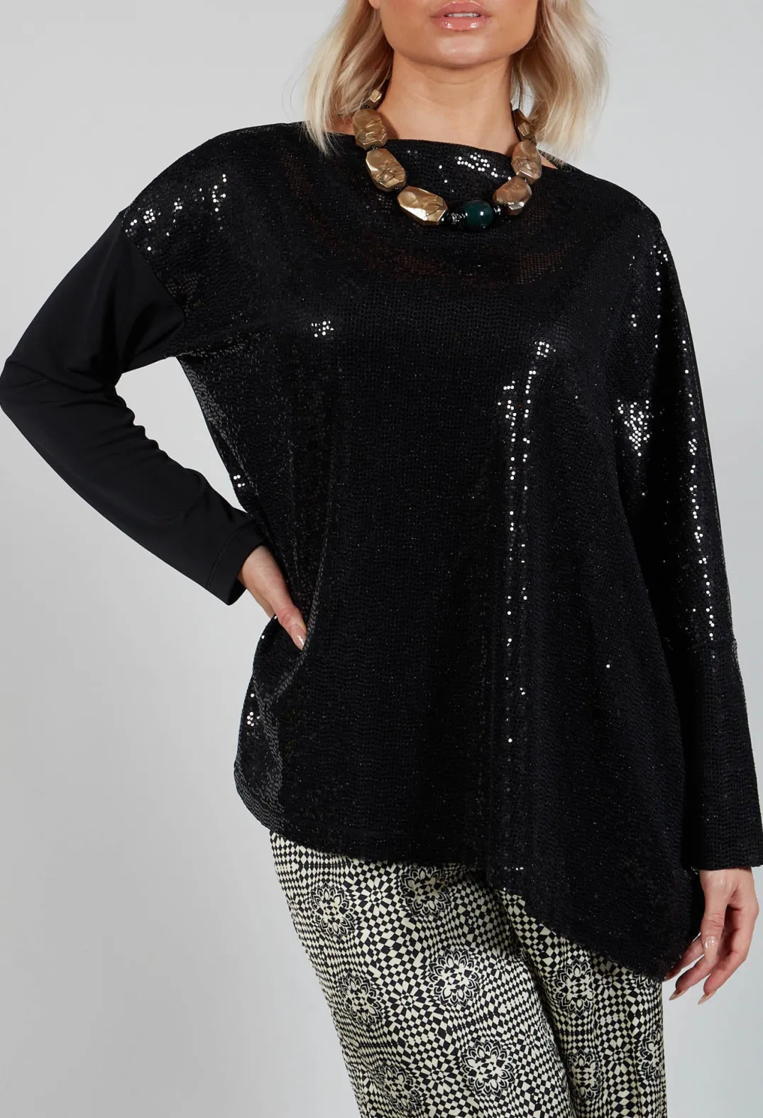 Xenia Design Co-ords & Suits^Sequin Top Shirt Utek in Black