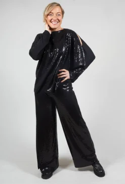 Xenia Design Co-ords & Suits^Sequin Top Shirt Utek in Black