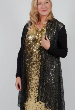 La Haine Cardigans^Sequin Waterfall Cardigan in Black