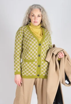 Fringe Knitwear|Cardigans^Sharon Cardigan in Green and Beige