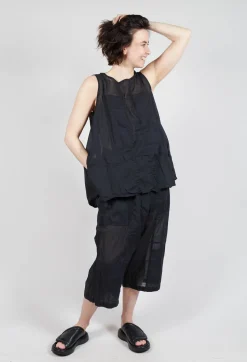 Rundholz Dip Tops^Sheer Boat Neckline Vest with Contrasting Panels in Black Paper