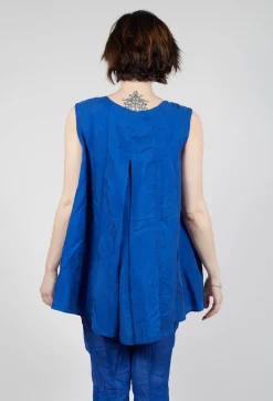 Rundholz Dip Tops^Sheer Boat Neckline Vest with Contrasting Panels in Royal Paper
