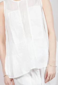 Rundholz Dip Tops^Sheer Boat Neckline Vest with Contrasting Panels in Semi Bleach Paper