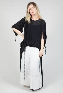 Bize Tops^Sheer Cape Top in Black