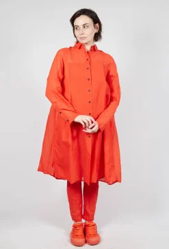 Rundholz Dip Dresses^Sheer Crinkled Shirt Dress in Mandarine Paper