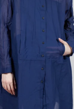 Rundholz Dip Dresses^Sheer Crinkled Shirt Dress in Ocean Paper
