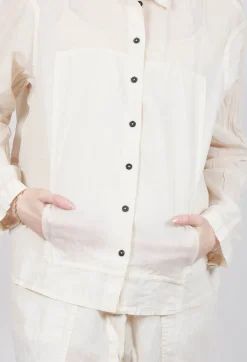 Rundholz Dip Shirts & Blouses^Sheer Crinkled Shirt in Greige Paper