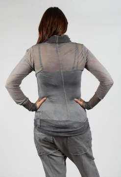 Rundholz Dip Tops^Sheer Fitted Top in Pencil Cloud
