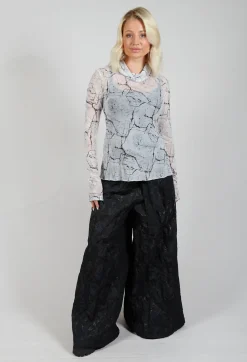 La Haine Tops^Sheer Long Sleeve Top in White Print
