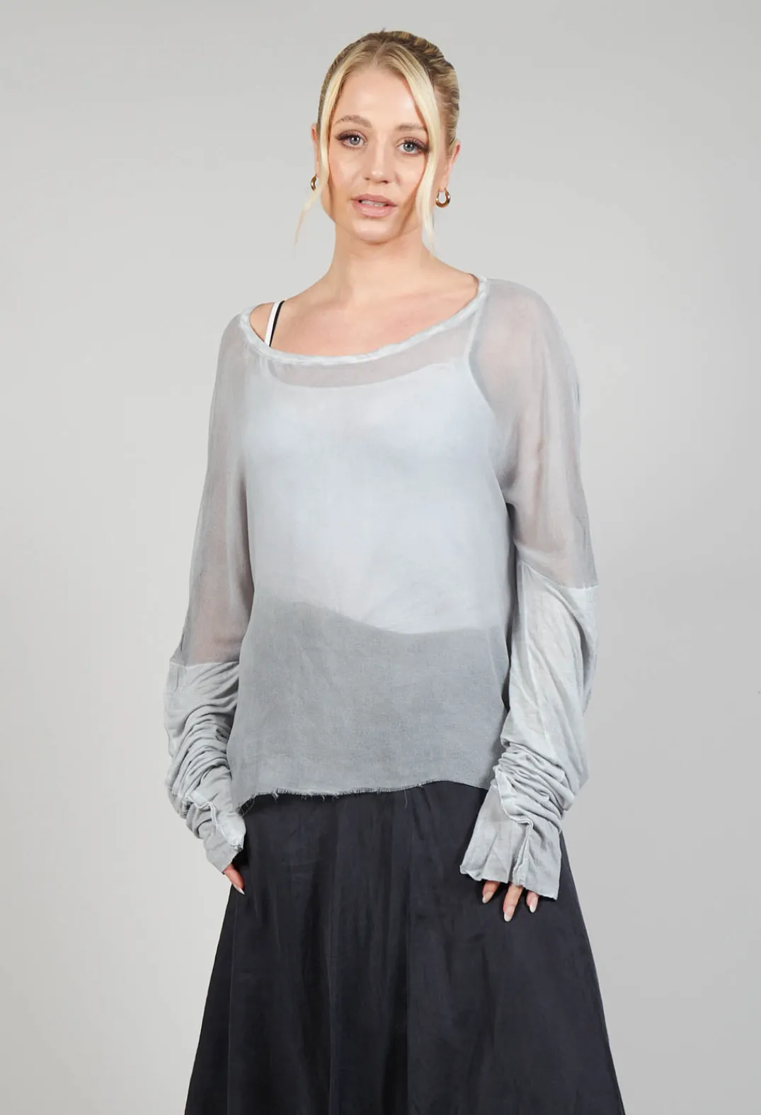 Umit Unal Tops^Sheer Long Sleeved Top in Original Grey