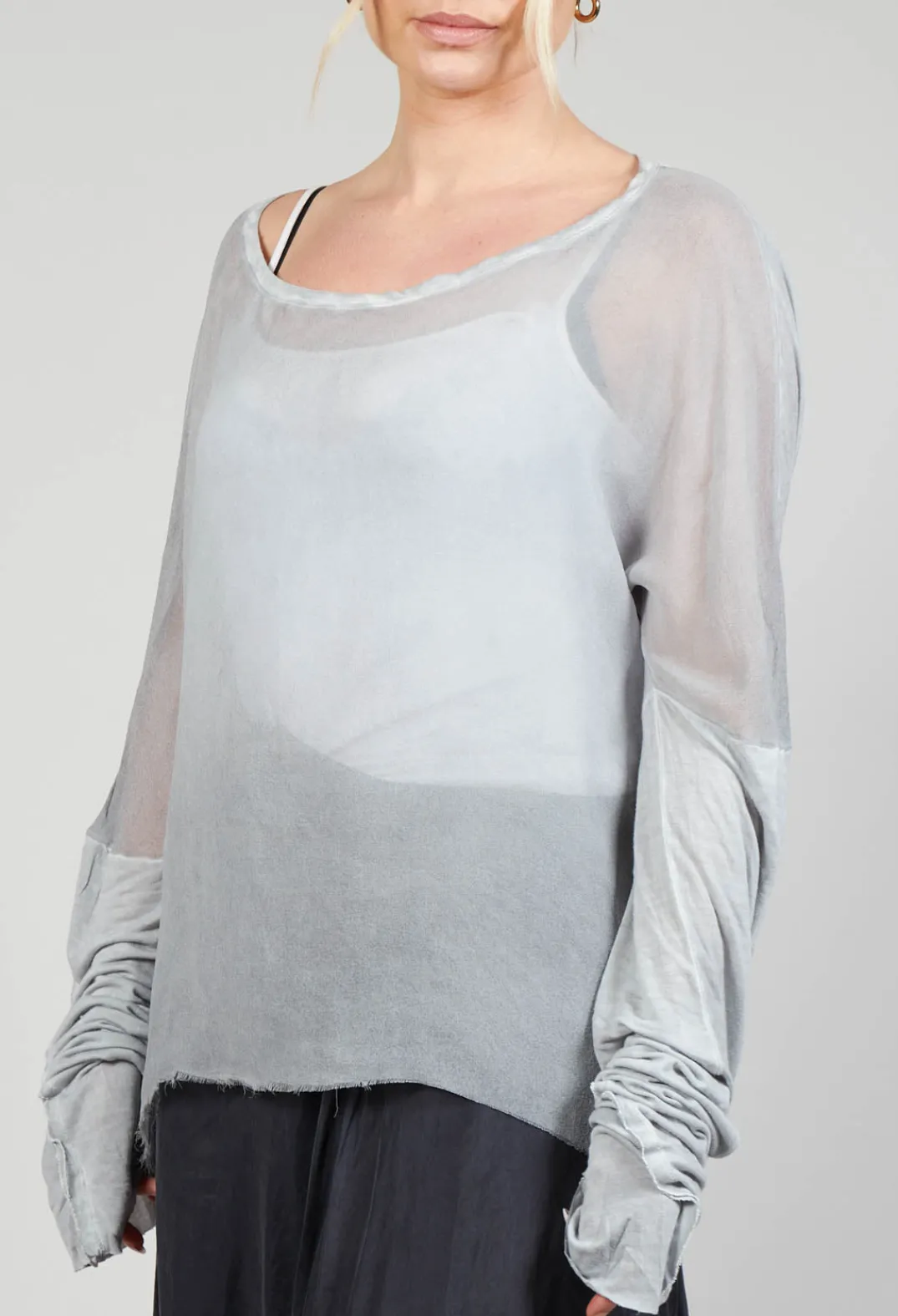 Umit Unal Tops^Sheer Long Sleeved Top in Original Grey