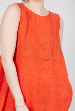 Rundholz Dip Tops^Sheer Longline Vest in Mandarine