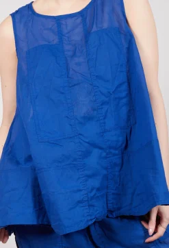 Rundholz Dip Tops^Sheer Longline Vest in Royal