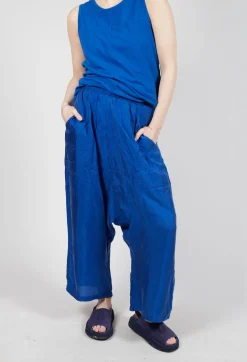 Rundholz Dip Trousers^Sheer Overlay Drop Crotch Trousers in Royal