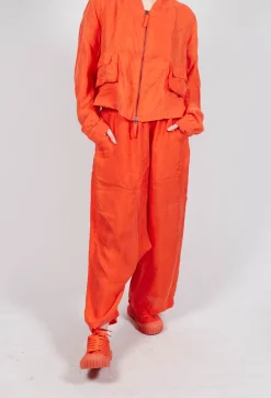 Rundholz Dip Trousers^Sheer Overlay Drop Crotch Trousers in Mandarine