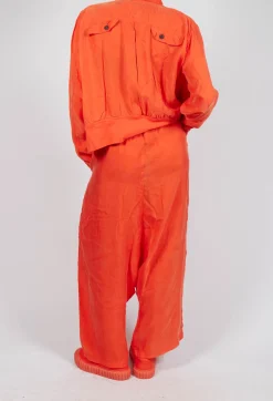 Rundholz Dip Trousers^Sheer Overlay Drop Crotch Trousers in Mandarine