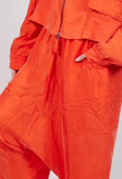Rundholz Dip Trousers^Sheer Overlay Drop Crotch Trousers in Mandarine
