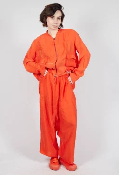 Rundholz Dip Trousers^Sheer Overlay Drop Crotch Trousers in Mandarine