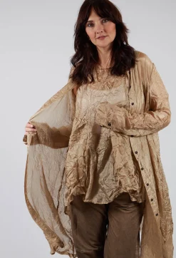 Rundholz Mainline Dresses^Sheer Shirt Dress in Camel Cloud