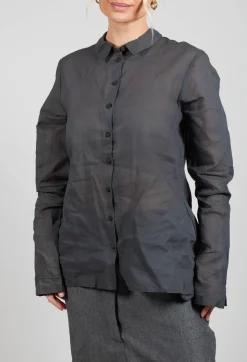 Rundholz Dip Shirts & Blouses^Sheer Shirt in Coal Cloud Stiff