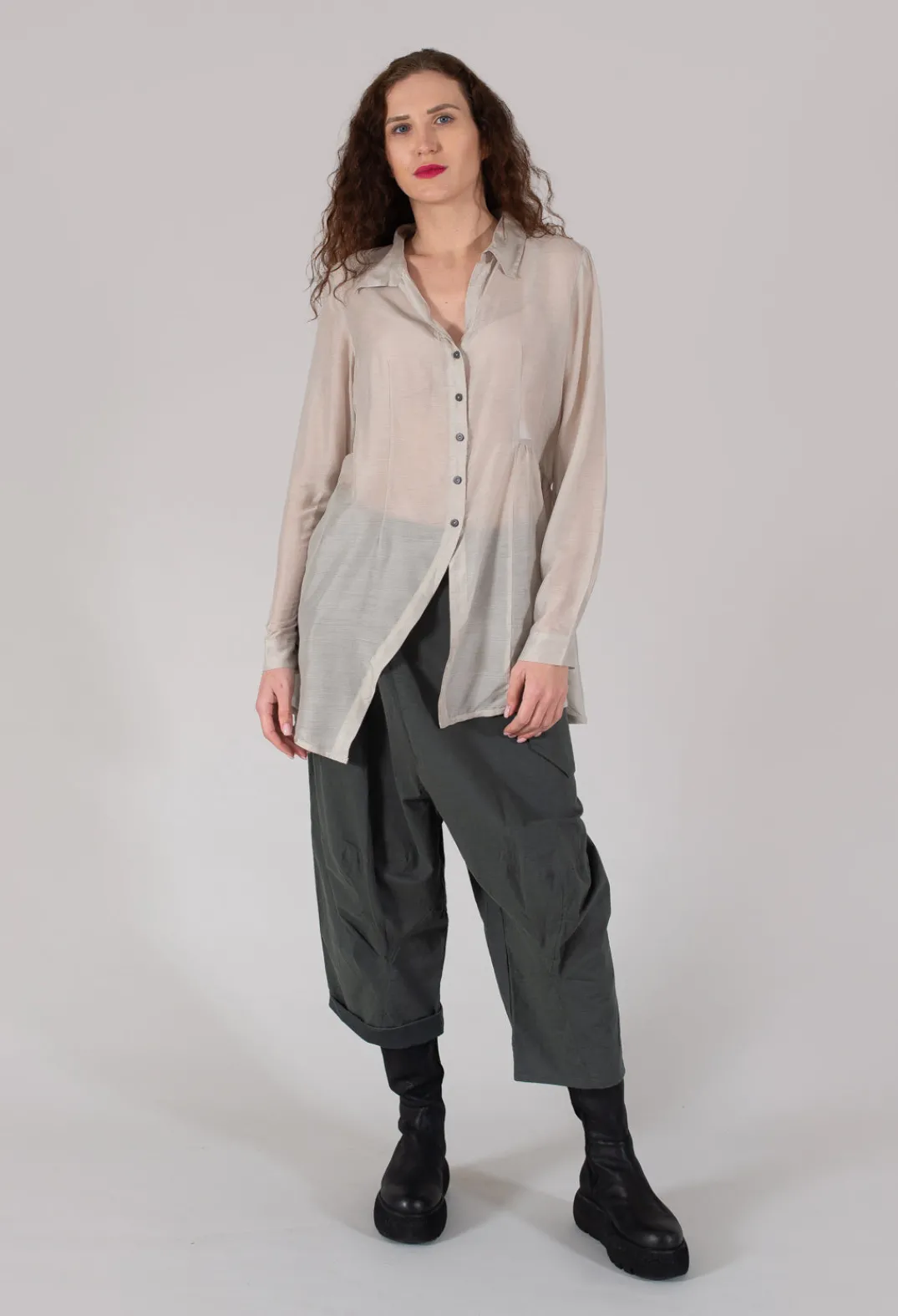 Jayko Shirts & Blouses^Sheer Shirt in White Clay