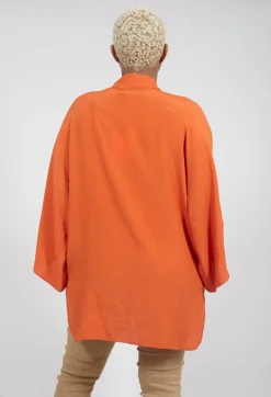 Beatrice B Shirts & Blouses^Sheer Silk Shirt with Pocket in Orange