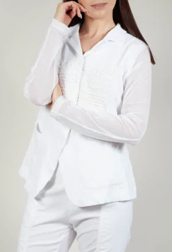 Rundholz Black Label Jackets^Sheer Sleeve Jacket in White Print