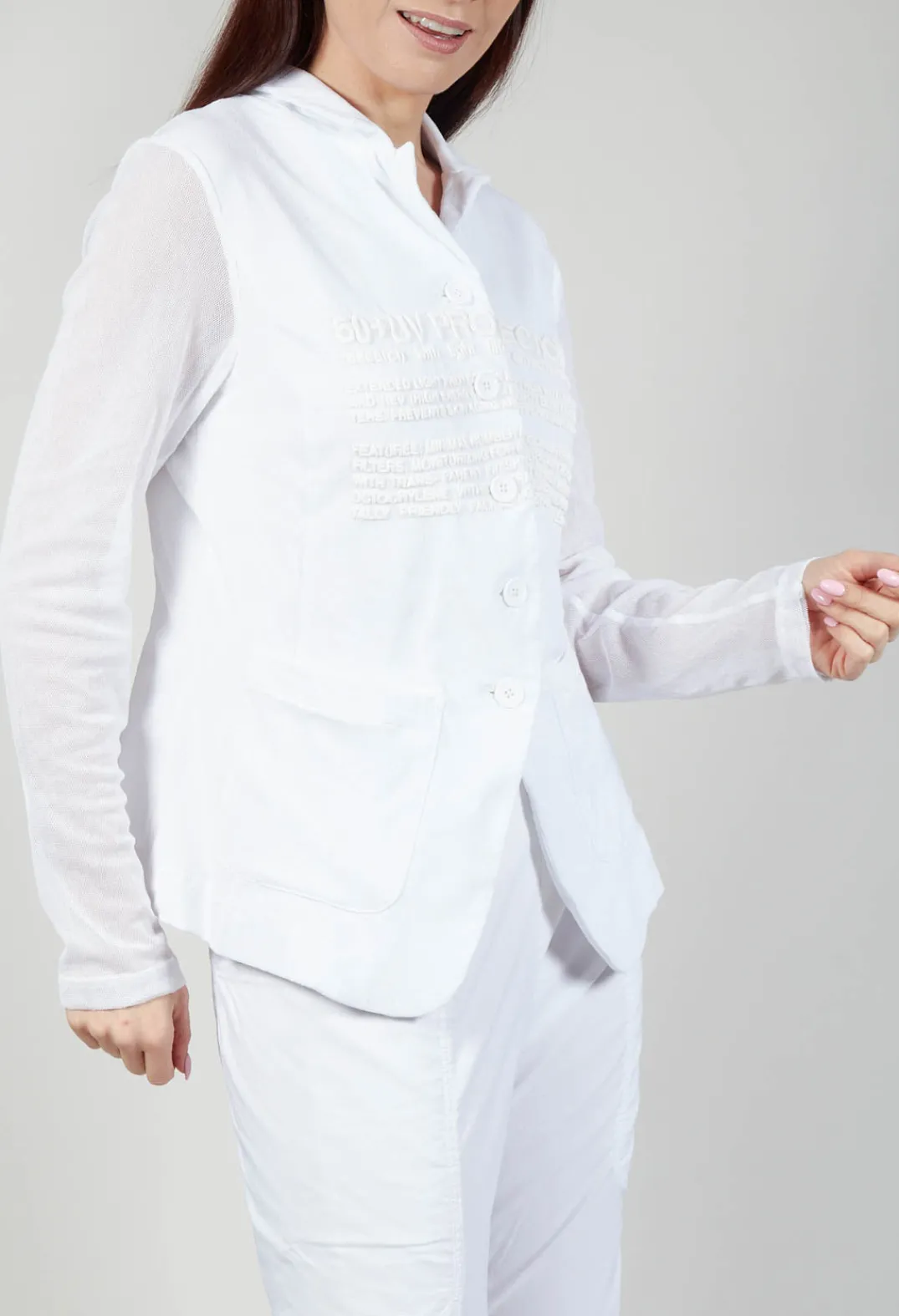 Rundholz Black Label Jackets^Sheer Sleeve Jacket in White White Print