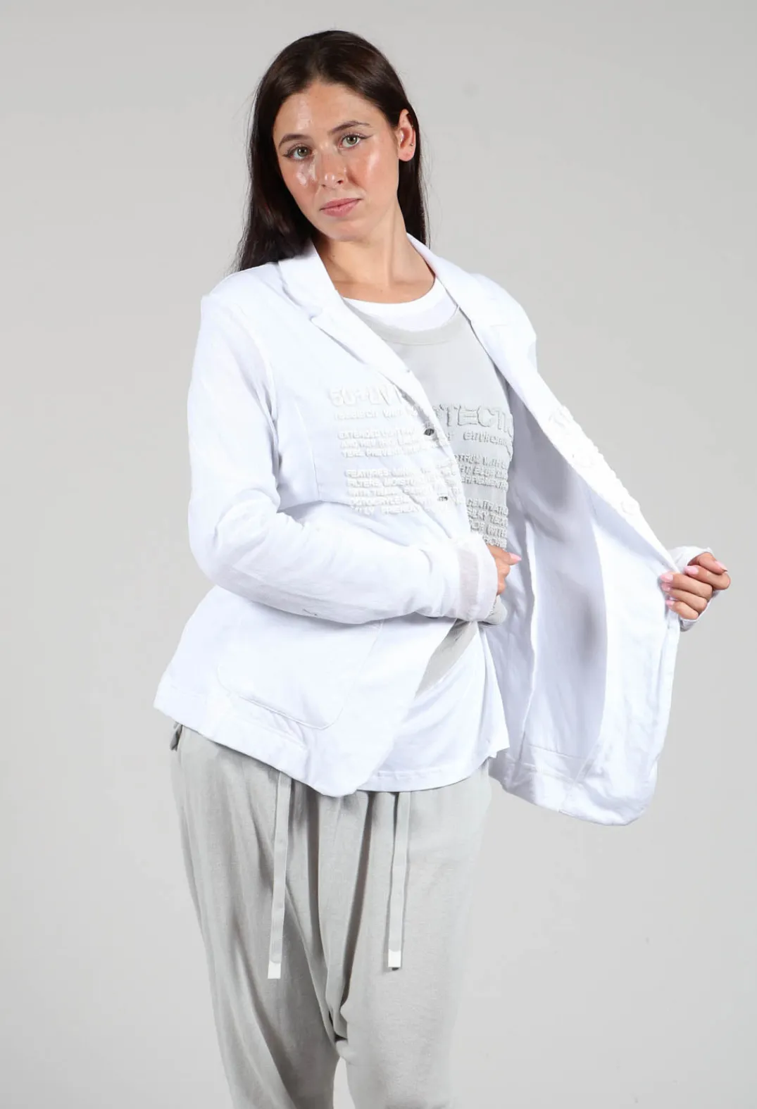 Rundholz Black Label Jackets^Sheer Sleeve Jacket in White White Print
