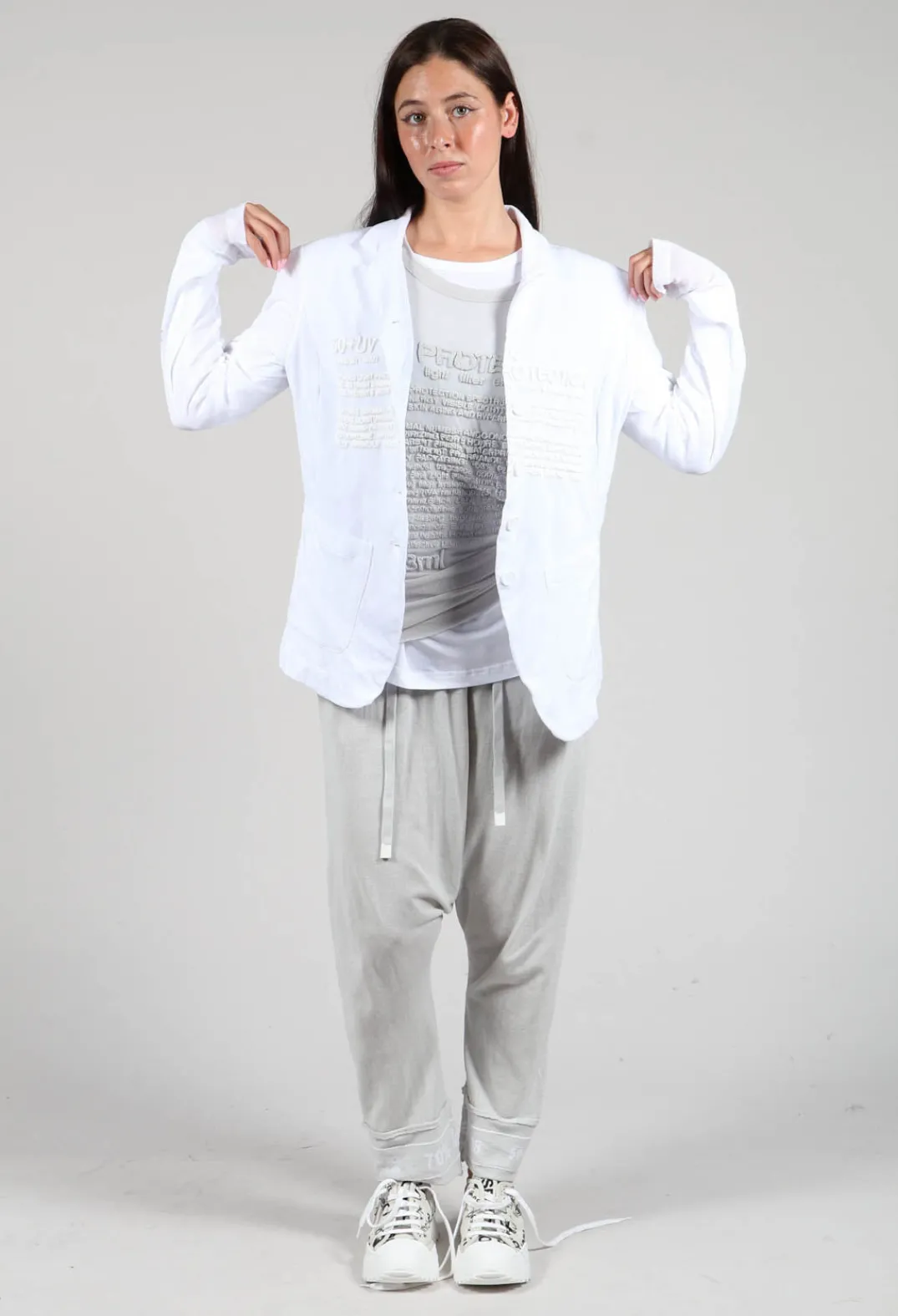 Rundholz Black Label Jackets^Sheer Sleeve Jacket in White White Print