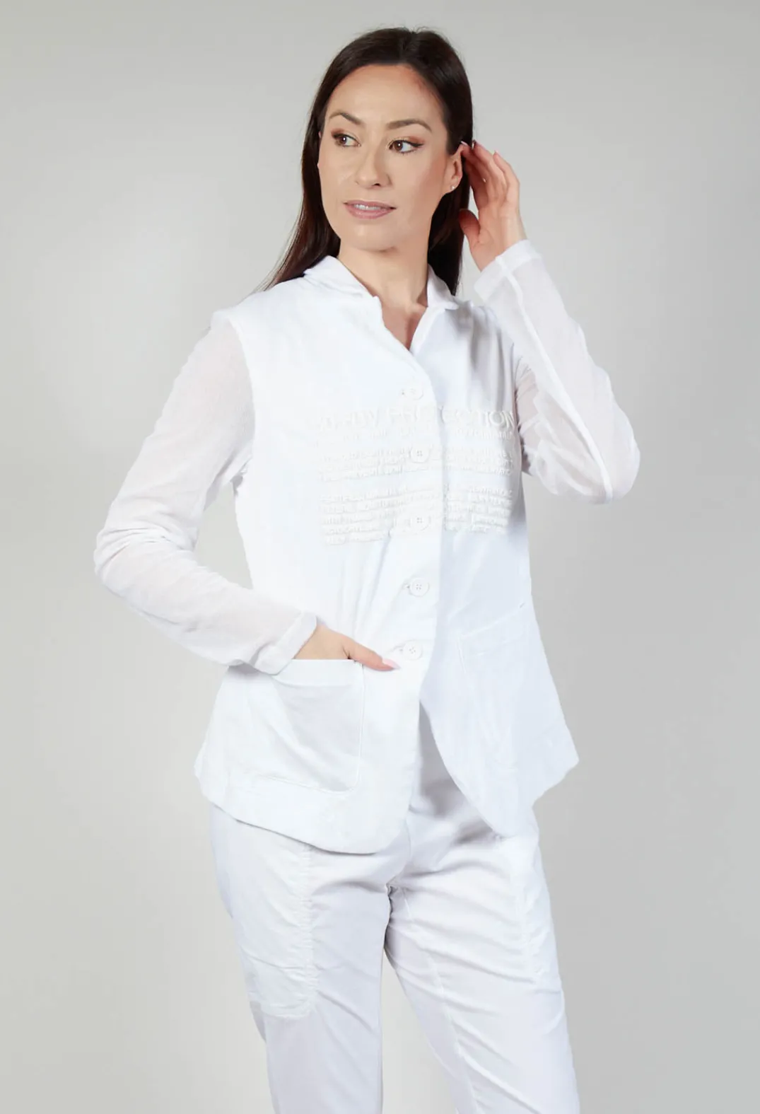 Rundholz Black Label Jackets^Sheer Sleeve Jacket in White White Print